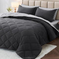 MUXHOMO 5 Pieces Twin XL Comforter Set, Reversible Bed in a Bag Twin XL Size, All Season Bedding Set with Comforter, Flat Sheet, Fitted Sheet, Pillowcases & Shams, Dark Grey & Light Grey
