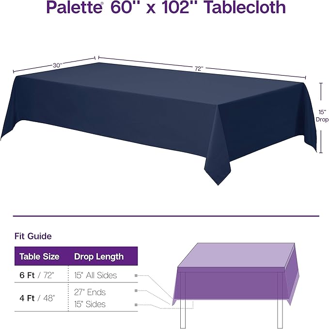Gee Di Moda Rectangle Tablecloth - 60 x 102 Inch Ivory Table Cloth for 6 Foot Rectangle Tables - Heavy Duty Washable Fabric - for Holiday Party, Dinner, Weddings, Baby Shower & Events