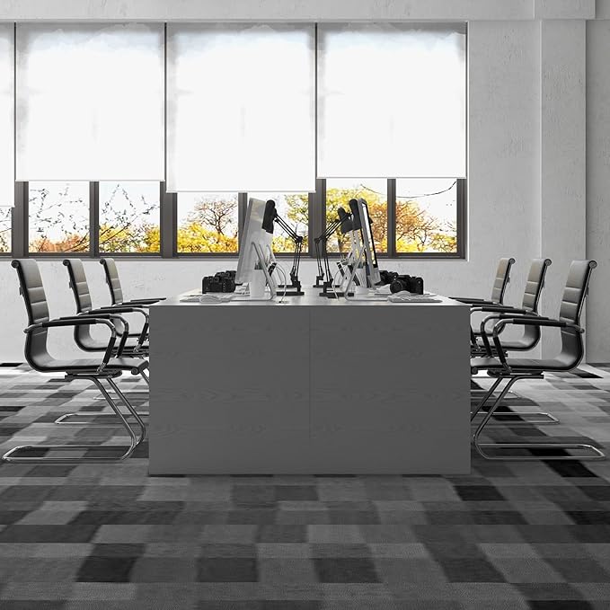 DM Furniture Reception Chairs No Wheels Leather Conference Chair Heavy Duty Back Support Office Guest Chair, Set of 2 (Black)