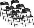 Oline Folding Chair, Indoor Outdoor Plastic Commercial Stackable Foldable Guest Chairs for Events Office Wedding Party Picnic Kitchen Dining, 350lb Capacity (Black, 6 Pack)