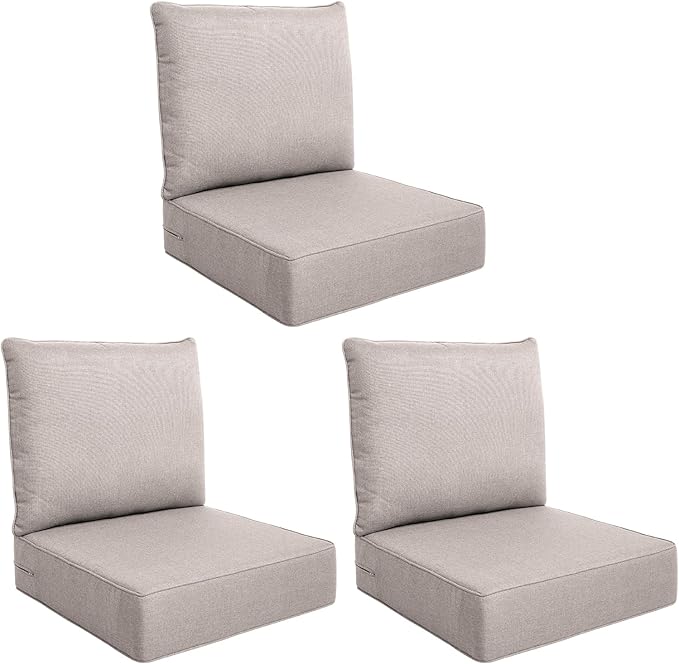 Luxury Outdoor Seat Cushion Set-24 x 24 x 6 Inch Outdoor Chair Cushions Set of 2 with Water Resistant & Removable Cover Outdoor Cushions for Patio Furniture Chair Sofa Couch