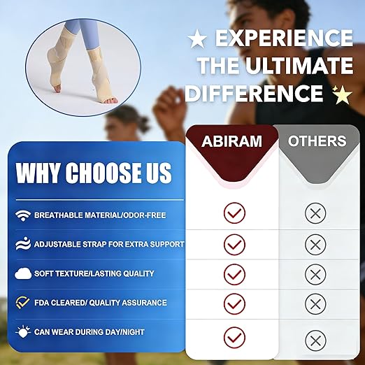 ABIRAM Ankle Brace for Women & Men, Ankle Compression Sleeve with Wrap, Foot Support Sleeve, Ankle Support for Sprained Ankle, Plantar Fasciitis Relief Socks, Achilles Tendonitis, Sports, L