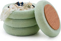 Wimarsbon Round Storage Ottoman, Modern Sherpa Footstool, Teddy Vanity Stool with Flip-Top Tray, Makeup Chair for Home Decor, Upholstered Footrest for Living Room & Bedroom (Green)
