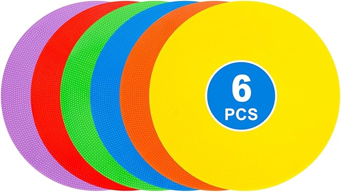 WildTracks 9 inch Spot Markers Flat Field Cones, Non Slip Rubber Agility Markers Flat Field Cones for Soccer Basketball Sports Speed Agility Training （6 pcs）