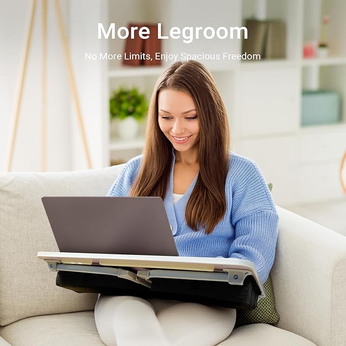 iXTRA Lap Desk for Laptop with Cushion,Folding Laptop Desk for Bed with USB,Bed Desk,Portable Computer Lap Desk,23.62"*15.74",Grey
