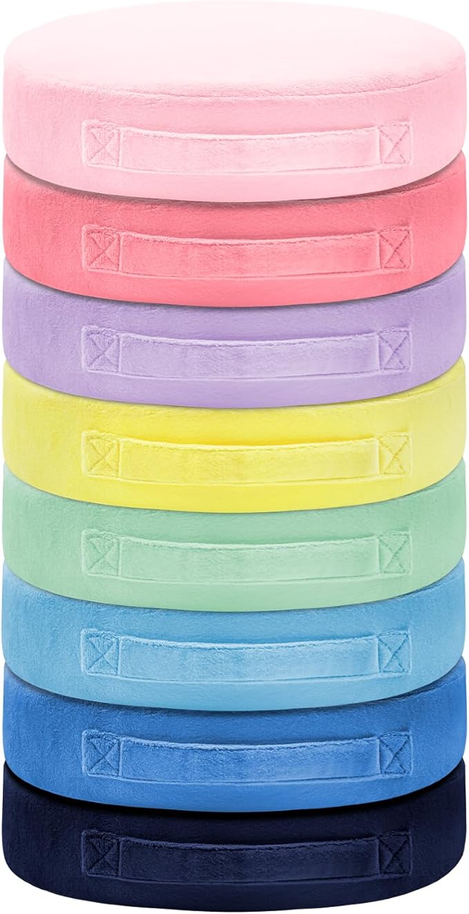 8 Pcs Round Floor Cushions for Kids, 15'' Plush Flexible Seating Pillows with Handles, Soft Chair Seats for Classroom Elementary Daycare Preschool Playroom Reading Corner Multicolor