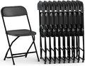 10 Pack Foldable Plastic Chair | Folding & Stackable | 350 lbs Capacity Steel Frame Seats for Indoor Outdoor | Commercial Use Events Wedding Party Bulk Picnic Kitchen Dining - Black