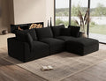 ohllob 110" Cloud Sectional Couches for Living Room, Boneless L-Shape Couch with Ottoman, 3 Seater Modular Sectional Sofa, Black