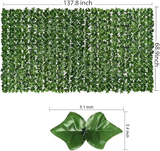 DearHouse Artificial Ivy Privacy Fence - 137.8x68.9inch Artificial Hedges Fence and Faux Ivy Vine Leaf Decoration for Outdoor Indoor Garden Decor