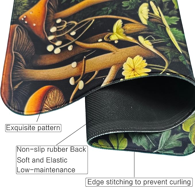 Artistic Fabric Car Floor Mats-Non-Slip Rubber Backing,Mushroom,Front (26.8x17.3in) & Rear (13x17.3in) Set-Water Absorbing, Durable Automotive Floor Liners with Stylish Patterns