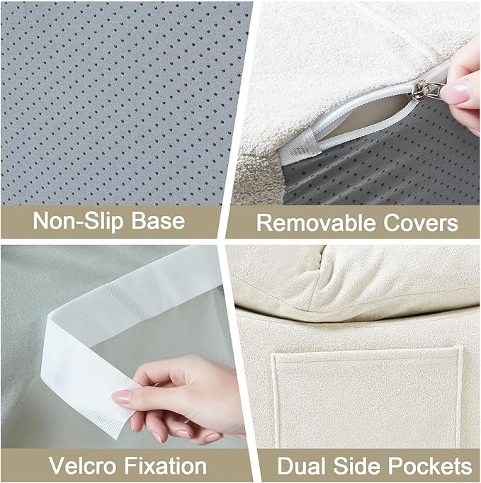 Set of 2 Bean Bag Chairs for Adults, Boneless Lounge Chair, Anti Cat Scratch Fabric with Machine Washable, Beanbag Chair for Bedroom, Floor Couch Living Room, Bedroom, Reading Corner (Beige)