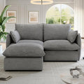 Lopzeho Cloud Modular Sectional Sofa, Waterproof Down Filled Sectional Sofa, High Backrest Loveseat Couch with Ottoman, Modern Modular Couch with Removable Cover, Dark Gray