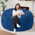 Homguava 4 FT Bean Bag Chair,4' Big Bean Bag,Large Bean Bag Chairs for Adults with Memory Foam Filled,Comfy Beanbag Chairs Soft Bean Bag Sofa with Dutch Corded Plush Cover-Blue