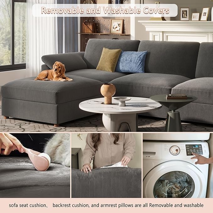 EASE MOOSE Sectional Modular Sofa,Oversized U Shape Sectional Couch Wide Deep Seat Modular Cloud Couch,Dark Grey