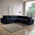 WJShome Cloud Couch Modular Sectional Sofa,118" Oversized 5 Seater Convertible Sofa,V Shaped Plush Couch for Living Room,Comfy Wide Seat Couches,Covers Washable&Replaceable-Black