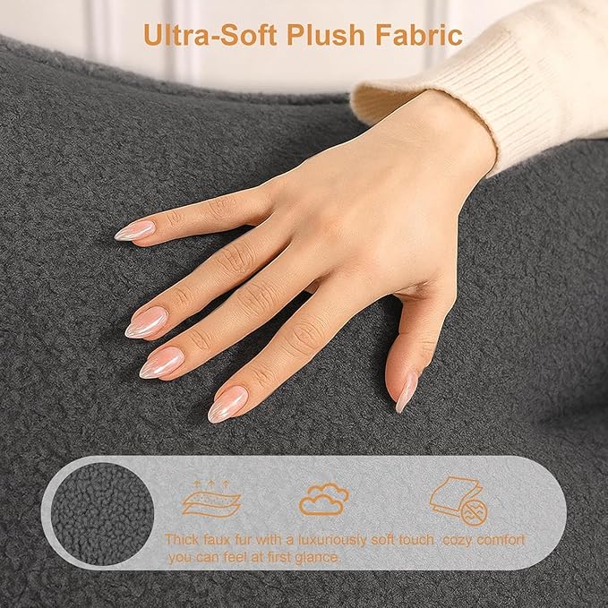 Giant Bean Bag Chair for Adults, Grey Loveseat Beanbag with Filling Plush Fluffy and Back Support, 2 Seater Lounge Lazy Floor Sofa, Memory Foam Couch for Living Room, Bedroom & Dorm