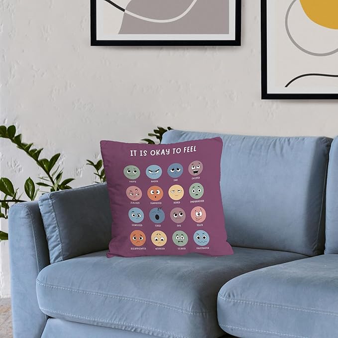 Nogrit Counseling Office Must Haves Pillow Cover, Calming Corner, Mental Health Pillowcase Decor for Home Kids,Mental Health Counselor Gifts, Calming Corner Pillow Covers 18x18 Dark Purple