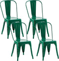 Metal Dining Chairs Set of 4,Stackable Tolix Chair Indoor/Outdoor for Kitchen,Cafe,Restaurant,Bistro & Patio Multiple Colors(Green)