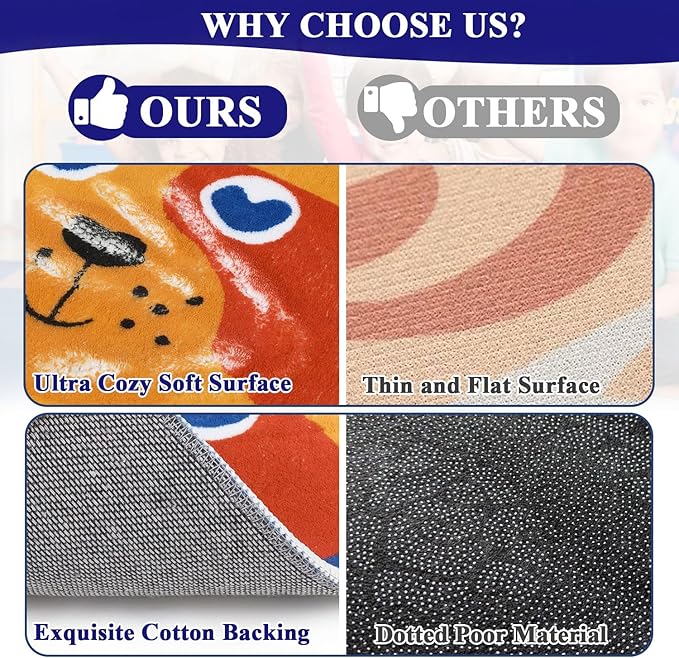 HiiARug 12pcs Carpet Squares for Classroom 18x18 Carpet Spots for Classroom Sitting Floor Seats for Kids Sit Spots for Classroom Kindergarten Playroom Decor Preschool Floor Dots for Classroom
