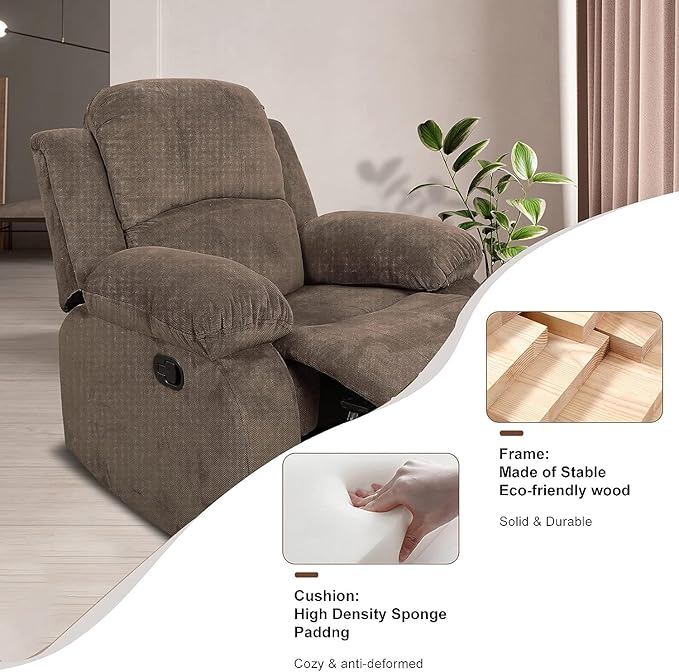 AYCP Corduroy Living Room Furniture Set Reclining Sofa Set Loveseat Furniture Sets in Living Room Sofa Recliners (Chair, Taupe Corduroy)