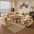 CAODOC Modular Sectional Sofa, 98" L Shaped Couch Set for Living Room, 4-Seater Comfy Cloud Couches with Swivel Chairs, DIY Combination, Plush Corduroy, Beige