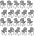VINGLI Stackable Chairs Set of 100, Stacking Office Chairs with Metal Sled Base, Ergonomic Plastic Padded Seat & Back, Capacity 350lbs, Stacking Chairs for Waiting Room Break Room Banquet Guest, Gray