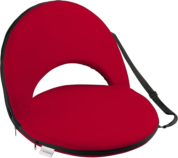 Alpcour Folding Stadium Seat – Deluxe Outdoor Camping Reclining Waterproof Cushion Chair for Bleachers – Best 6-Position Back Support Picnic Bleacher Seats w/Extra Thick Padding for Support & Comfort