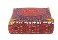 CRAFT KALA Large Hippie Mandala Meditation Floor Ottoman Pillow Cushion Pouf Cover Square Poufs Bohemian Circle Floor Cushion Case Outdoor Fireplace Yoga Living Room Decor Cover New Orange, 16" Square