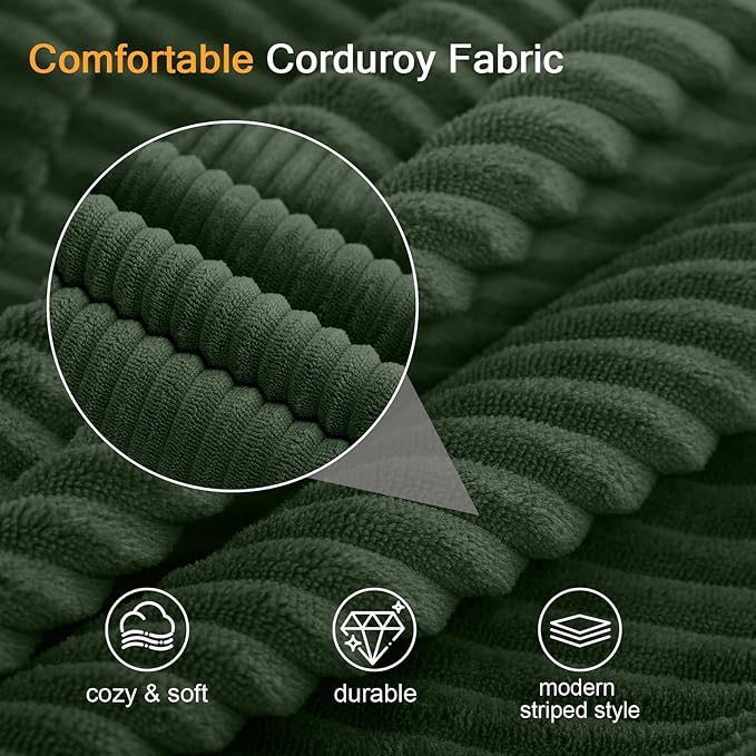 MeMoreCool Boneless Folding Sofa Bed, Corduroy Convertible Sleeper Chair, Foldable Foam Mattress Chair, Comfy Fold‑Out Futon Couch Bed, Large Floor Sofa Couch for Living‑Room Guest Dark Green