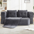 78.4" Convertible Sleeper Sofa Bed, Floor Couch Loveseat with Functional Blanket and 2 Soft Pillows,Corduroy Fabric Boneless Futon Couch for Living Room,Bedroom,Apartment (Dark Grey)