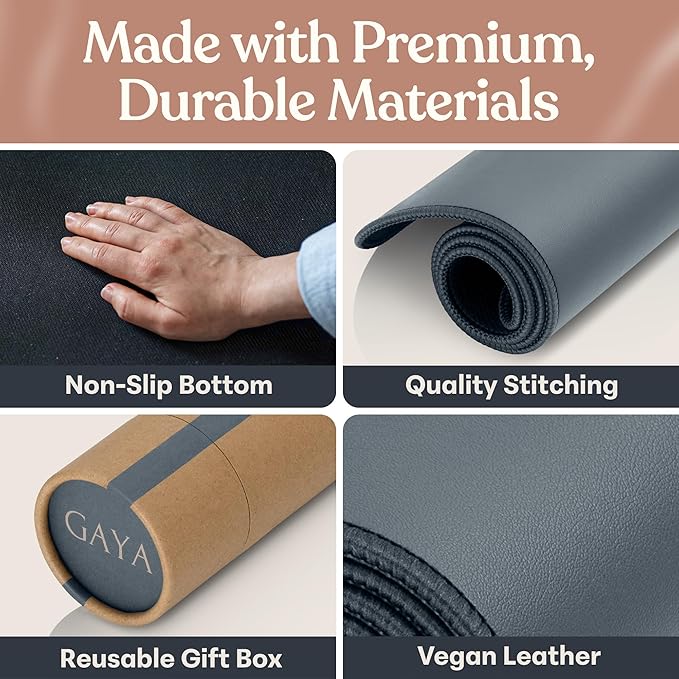 GAYA Grounding Mat for Feet, Sleep Improvement, Back Pain Relief, Muscle Relaxation & Stress, Including 15ft Cord, 100K Ohm Resistor | Conductive Carbon | Earthing Pads for Bed Couch, Desk (24''X16'')