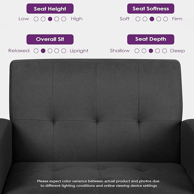 TYBOATLE Accent Chair, Living Room Chairs, Cozy Tufted Mid Century Modern Accent Chairs with Arms for Bedroom, Comfy Reading Arm Chair,Small Chairs for Small Spaces,Living Room,Office (1, Dark Grey)