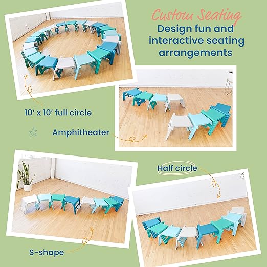 ECR4Kids Linking Stool Set, Flexible Seating, Contemporary, 4-Piece
