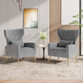 Nalupatio Modern Accent Chairs for Set of 2 Upholstered Velvet Fabric Reading Chair Mid Century Arm Chair Comfy Armchair for Living Room,Grey
