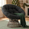 Bme 40" Ergonomic Wicker Papasan Chair with Soft Thick Density Fabric Cushion, High Capacity Steel Frame, 360 Degree Swivel for Living, Bedroom, Reading Room, Lounge, Onyx Stone - Brown Base