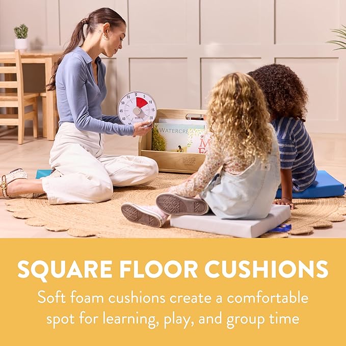 Square Floor Cushions with Handles, Flexible Seating, Contemporary, 6-Piece