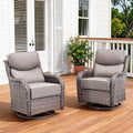 Pugire Luxury Outdoor Swivel Rocker Patio Chairs Set of 2 with 6-Inch Thick Cushions, High Back Swivel Patio Chairs Wicker Outdoor Gliders for Porch, Yard, Deck, Poolside, Brown/Grey