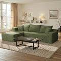 Sectional Cloud Boneless Couch for Living Room Bedroom, Comfy Modern L Shaped Modular Sofa with Left Facing Chaise, Deep Seat Memory Foam Couch in Box, No Assembly (Fine Striped Corduroy, Green)