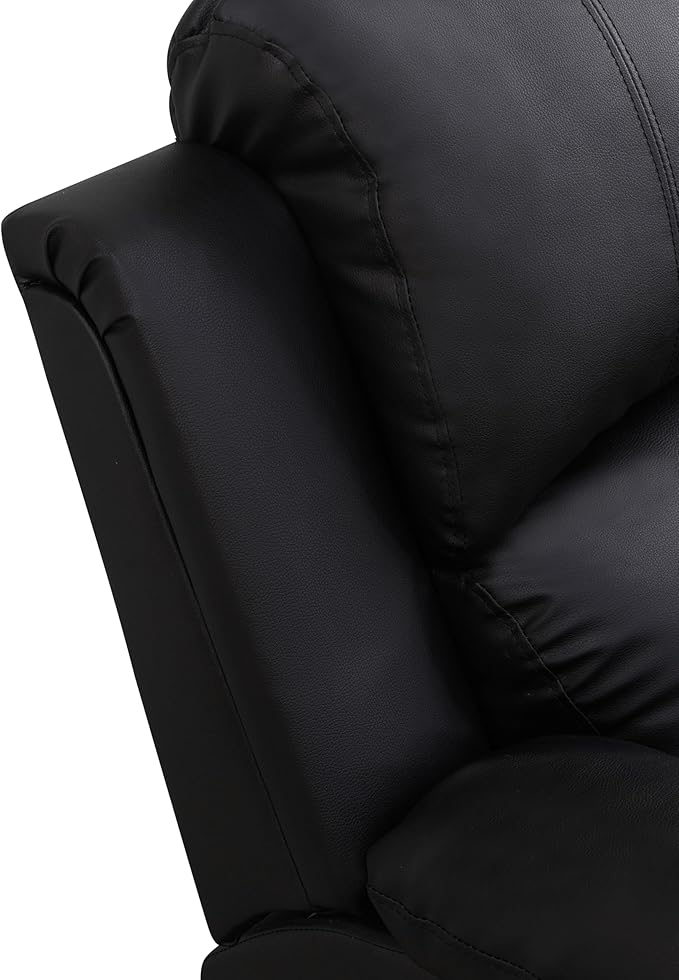 SIENWIEY Manual Leather Recliner Sectional Sofa for Living Room,L Shaped Reclining Sectional Corner Couch with Loveseat,Black Recliner Sofa Set with Storage Console/Drop Down Coffee Table/Cup Holders