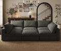 Cloud Modular Sectional Sleeper Sofa with Storage Ottoman, 99" Oversized Sectional Couches for Living Room, Cloud Modular Sleeper Sofa with Chaise, 6 Seater, Chenille, Dark Gray