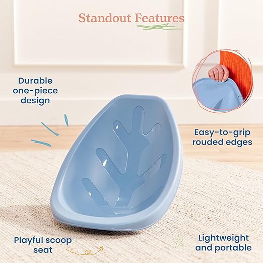 ECR4Kids Leaf Floor Seat, Rocker Chair, Powder Blue, 6-Piece