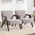 Bonzy Home Mid-Century Modern Accent Chair Set of 2 with Wood Frame, Upholstered Armchair for Bedroom & Living Room, Linen Fabric Cushion, Z-Shaped Armrest Design, Sturdy Lounge Chair