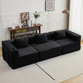 118" Oversized Convertible Floor Sofa Bed, Boneless Foldable Mattress Cloud Couch with Pillow Back & Armrest, Fold Out Floor Couch with Cup Holder for Living Room Bedroom Lounge, Corduroy, Black