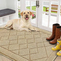 REFETONE Indoor Doormat, Front Back Door Mat 32"x40" Rubber Backing Non Slip Mats, Absorbent Washable Entrance Doormat for Entryway, Resist Dirt Low-Profile Inside Floor Mat for Muddy Shoes, Beige