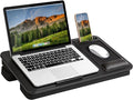 LAPGEAR Large Adjustable Lap Desk – Fits Laptops up to 15.6”, Adjustable Cushion, Memory Foam Wrist Rest, Mouse Pad, Device Ledge, & Phone Slot - Black Carbon - Style No. 88008