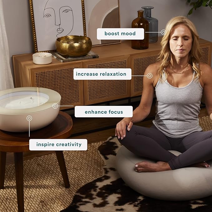 Homedics Drift Sandscape, Perpetual Motion Machine, Zen Garden, Meditation Accessories, Decorative Sandscape, Bluetooth, iOS, Android 21 Inch (Large), Cream