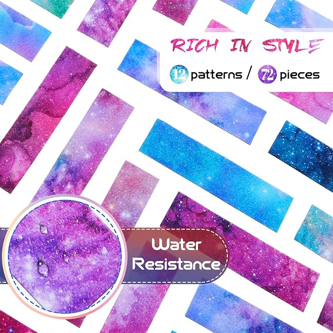 Gersoniel 72 Pcs Anxiety Sensory Stickers Strips Adhesive Textured Mental Health Calm Stickers Mindfulness Fidget Decals Stress Anxiety Relief Items for Therapy Office Desk Counselor(Ink Starry Sky)
