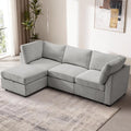 EDILLY 94 inches Oversized Modular Sectional Fabric Cloud Sofa Set, Extra Large L Shaped Couch Reversible Chaise Couch,3 Seat Modular Sofa with Storage Ottoman, Light Grey