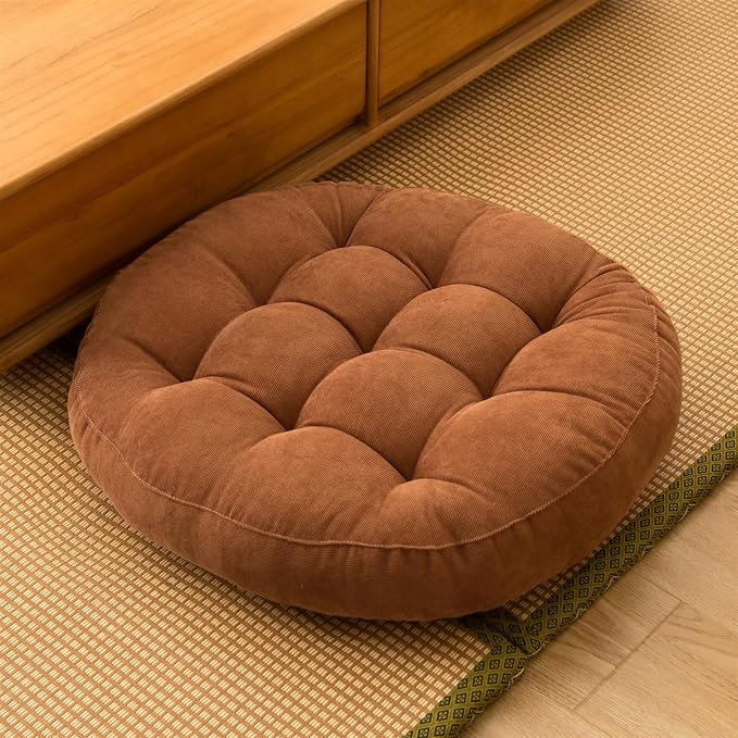 SK Studio Meditation Floor Pillow, Large Floor Cushions, Round Floor Cushion Seating for Adults Kids, Classroom Furniture Floor Pillow for Yoga Living Room, Brown, 13" W x 13" L (Pack of 1)