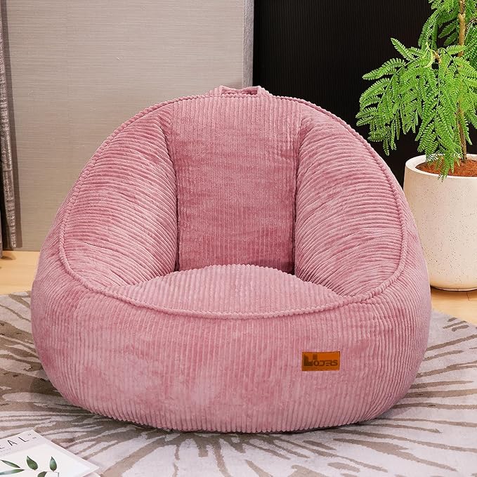 Bean Bag Chair, Cozy Fluffy Beanbag Chairs with Filler for Teens and Kids, Floor Lazy Sofa for Living Room, Gaming & Reading（M-Pink）